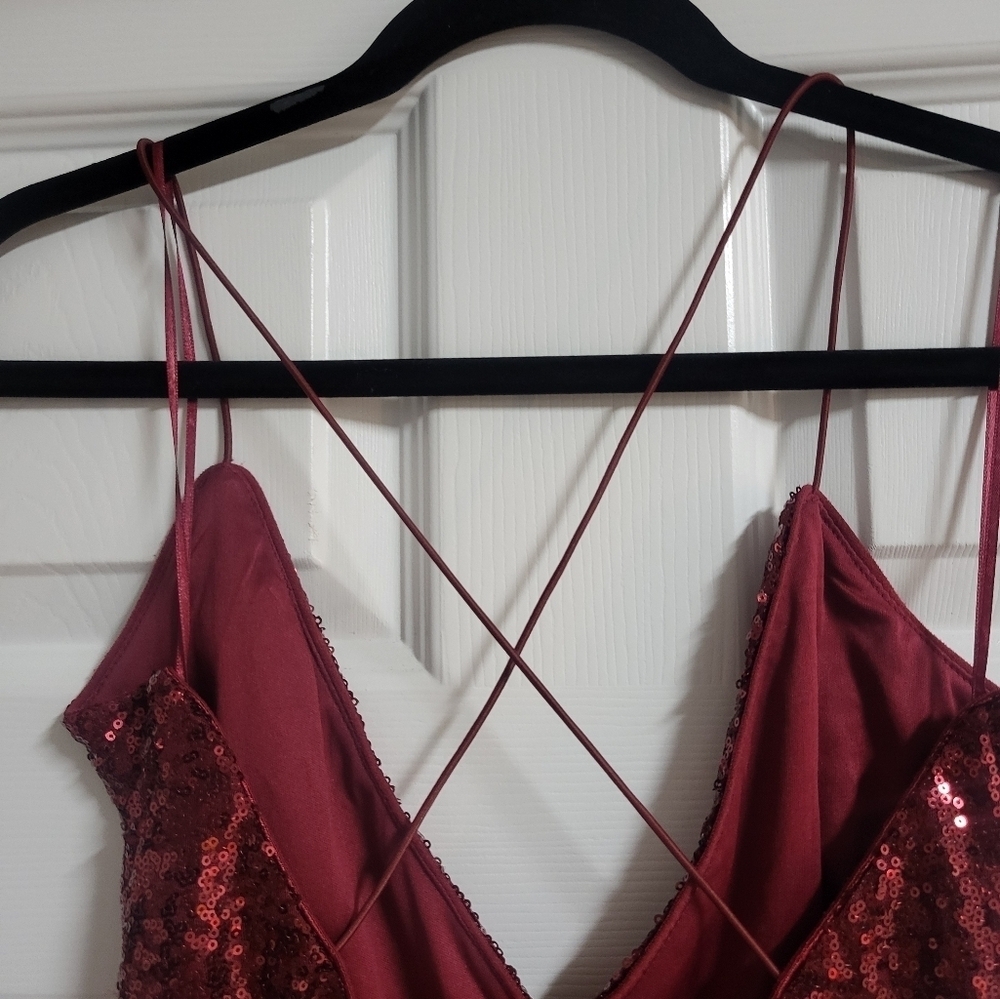 Alter'd State Womens Elegant Sequin Burgundy Dress Size S - Picture 5 of 9